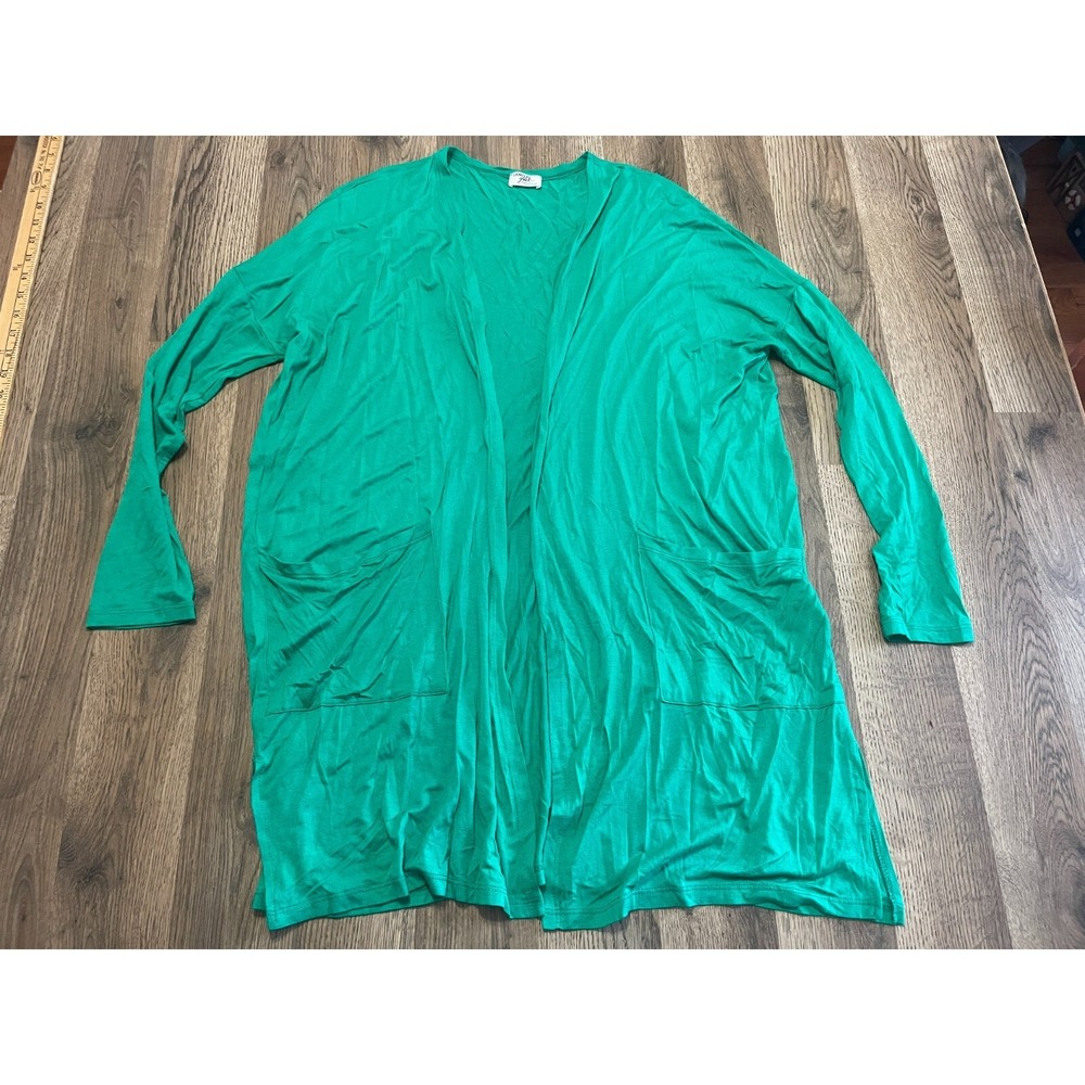 Texas True Threads Sweater, Women's Size Small, Green, Open Cardigan, Pockets